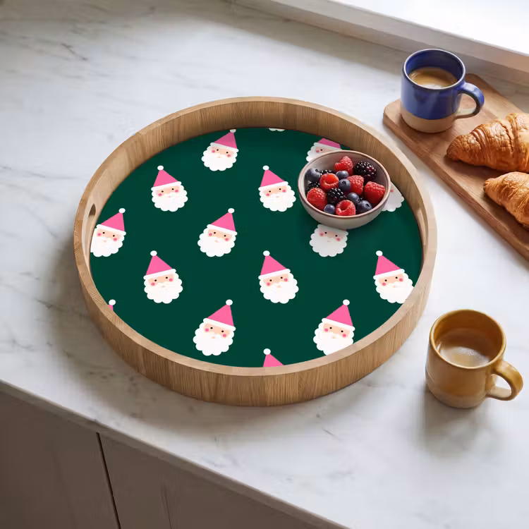 Tablett - Weihnachtsmann – Weihnachten – Grün – Rosa — 4