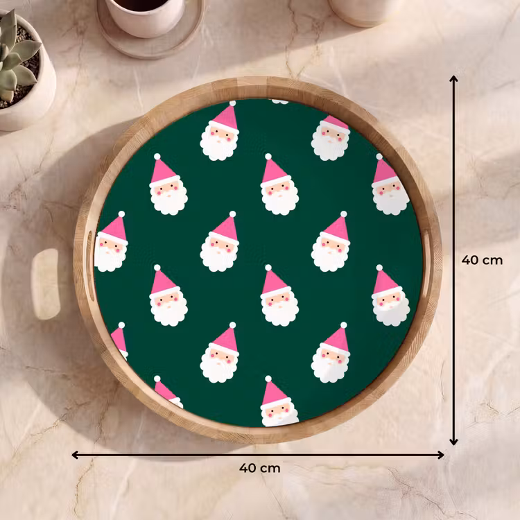 Tablett - Weihnachtsmann – Weihnachten – Grün – Rosa — 9