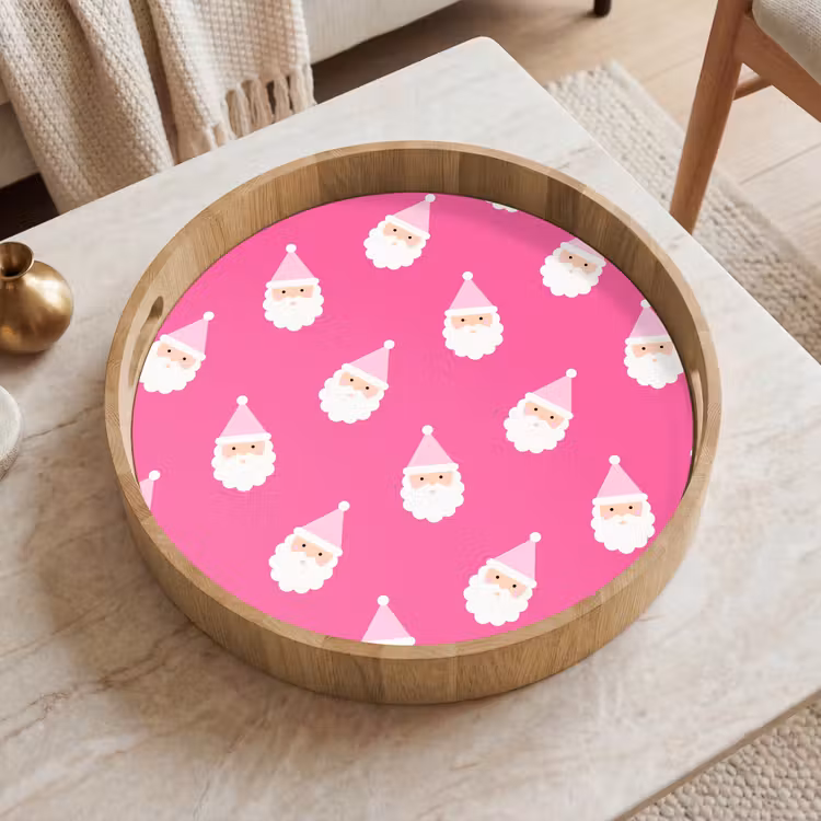Tablett - Weihnachtsmann – Weihnachten – Neon – Rosa — 2