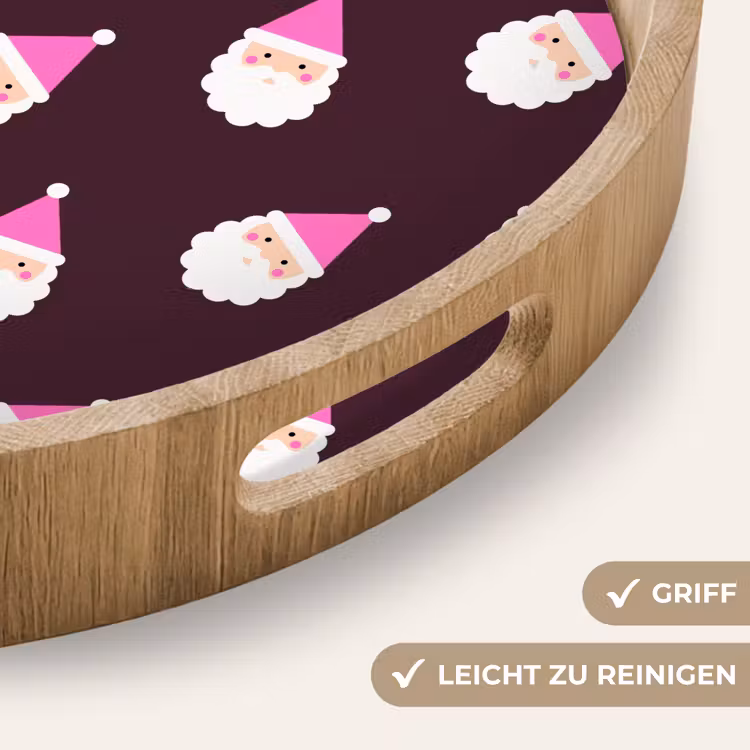 Tablett - Weihnachtsmann – Weihnachten – Rosa – Burgunderrot — 5