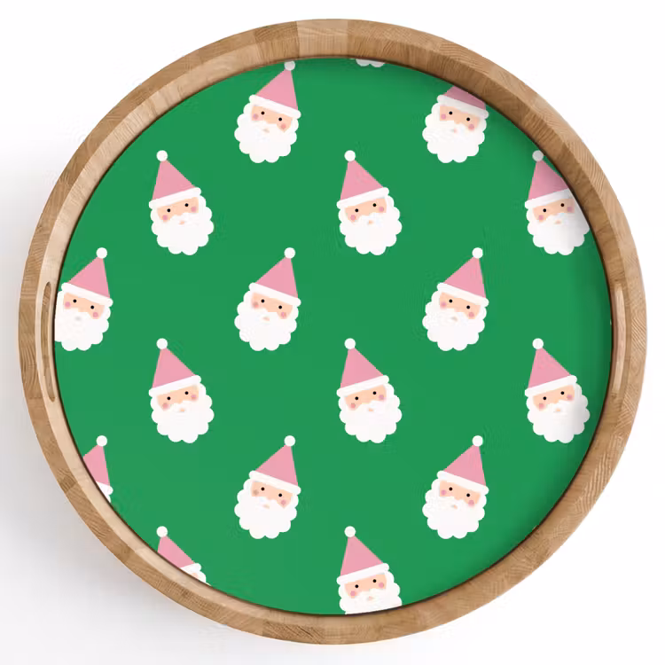 Tablett - Weihnachtsmann – Weihnachten – Rosa – Grün — 1