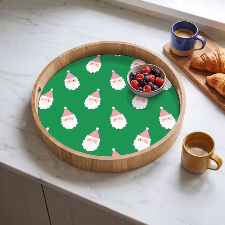 Tablett - Weihnachtsmann – Weihnachten – Rosa – Grün — 4