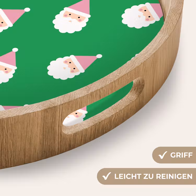 Tablett - Weihnachtsmann – Weihnachten – Rosa – Grün — 5