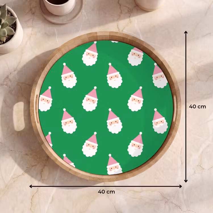 Tablett - Weihnachtsmann – Weihnachten – Rosa – Grün — 9