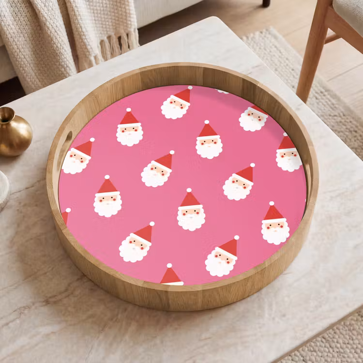 Tablett - Weihnachtsmann – Weihnachten – Rot – Rosa — 2