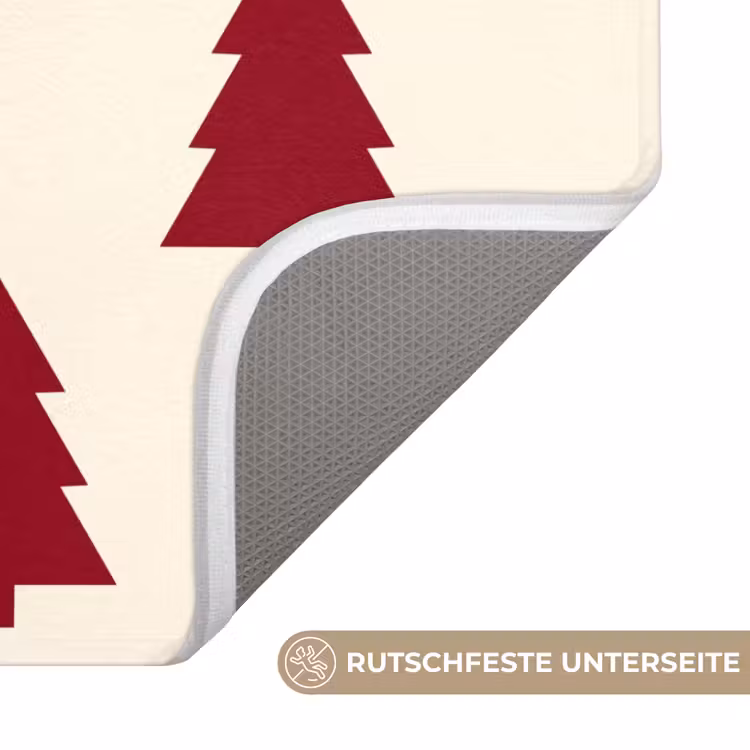 WC Vorleger - Weihnachtsbaum – Creme – Rot — 3