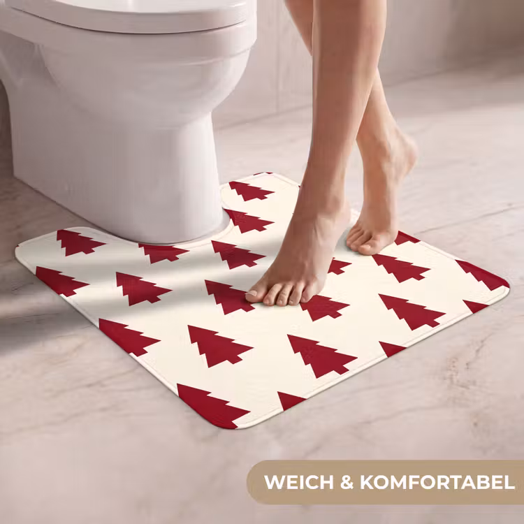WC Vorleger - Weihnachtsbaum – Creme – Rot — 5