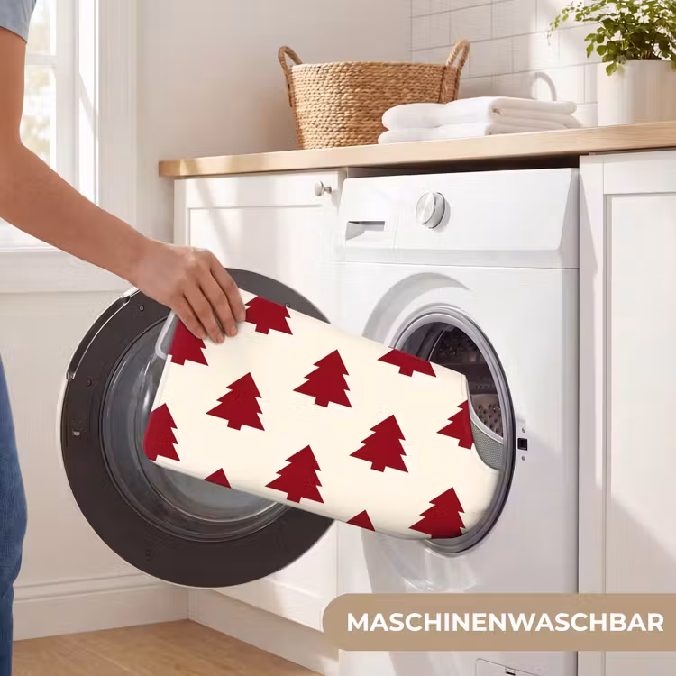 WC Vorleger - Weihnachtsbaum – Creme – Rot — 7