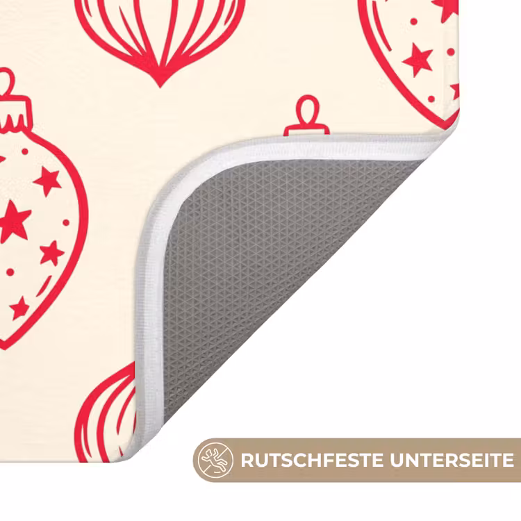 WC Vorleger - Weihnachtskugel – Creme – Rot — 3