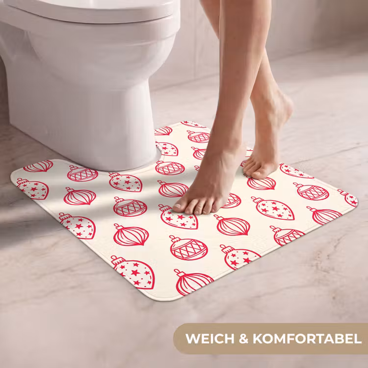 WC Vorleger - Weihnachtskugel – Creme – Rot — 5