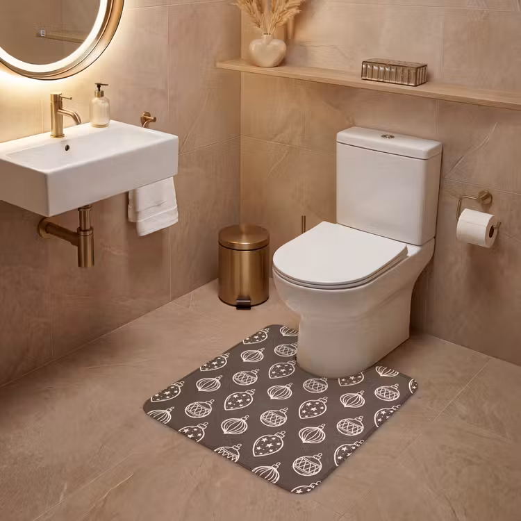 WC Vorleger - Weihnachtskugel – Grau – Cremefarben — 4