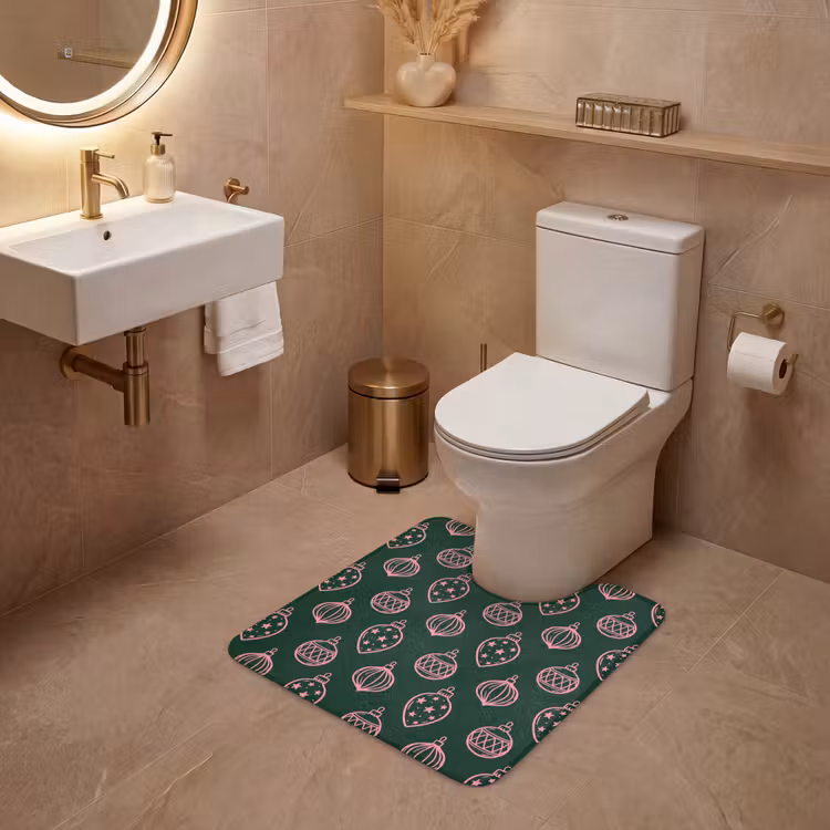 WC Vorleger - Weihnachtskugel – Rosa – Grün — 4