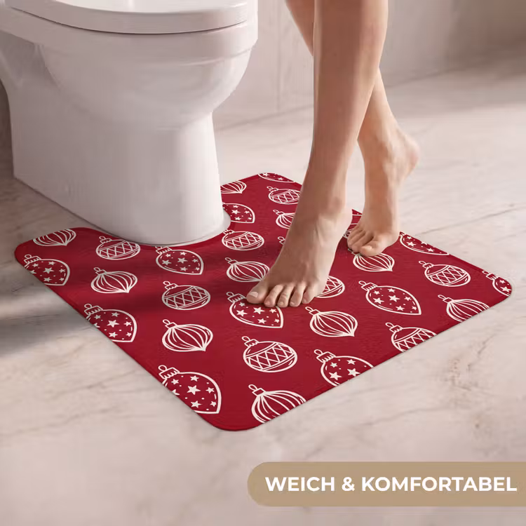 WC Vorleger - Weihnachtskugel – Rot – Cremefarben — 5