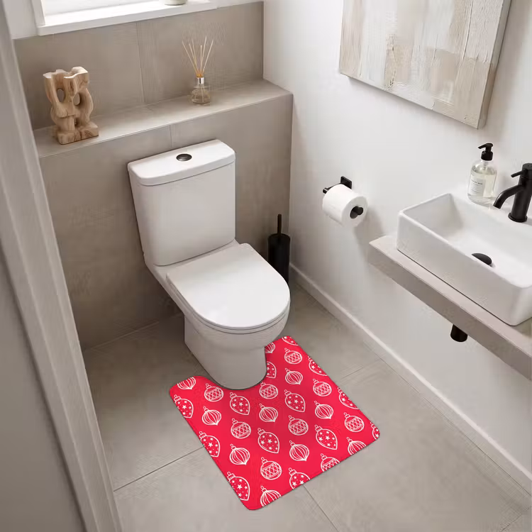 WC Vorleger - Weihnachtskugel – Rot – Weiß — 6