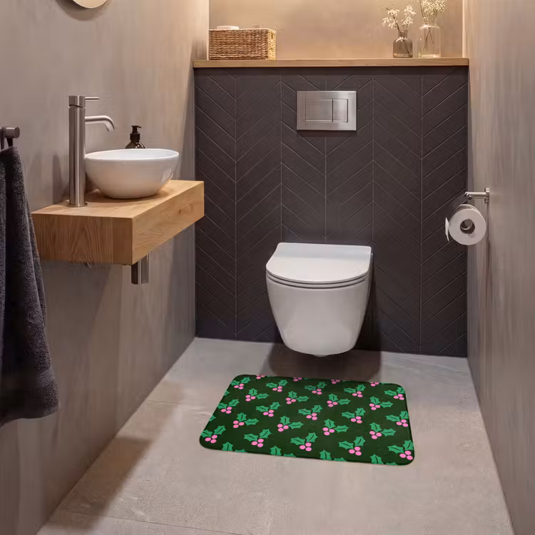 WC Vorleger - Stechpalme – Grün – Rosa – Weihnachten — 2