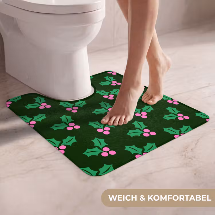 WC Vorleger - Stechpalme – Grün – Rosa – Weihnachten — 5
