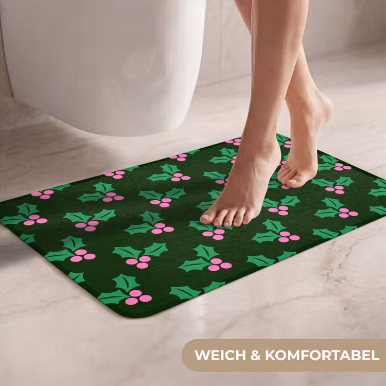 WC Vorleger - Stechpalme – Grün – Rosa – Weihnachten — 7