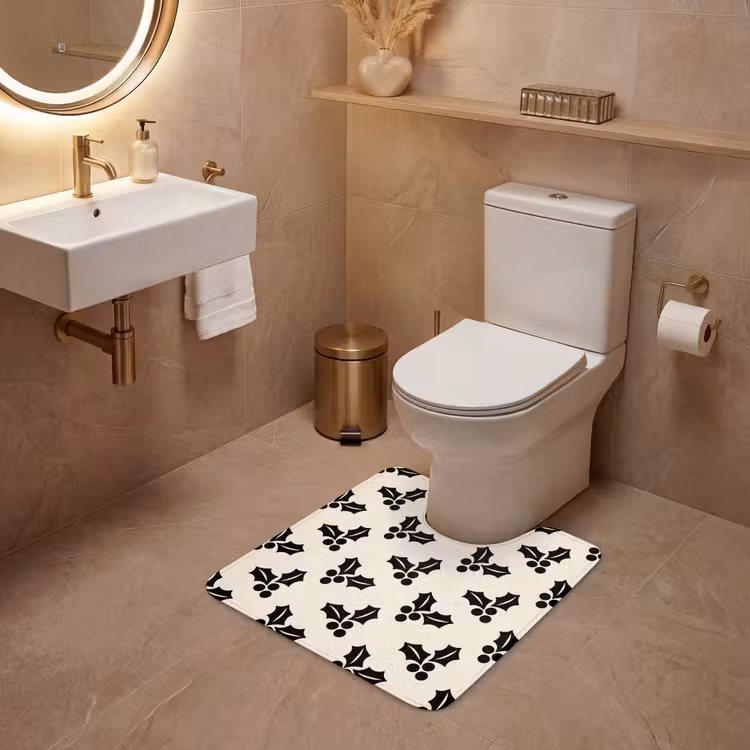 WC Vorleger - Stechpalme – Weiß – Schwarz – Weihnachten — 4