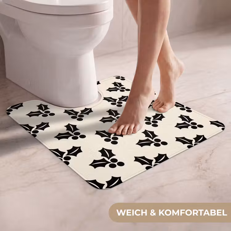 WC Vorleger - Stechpalme – Weiß – Schwarz – Weihnachten — 5