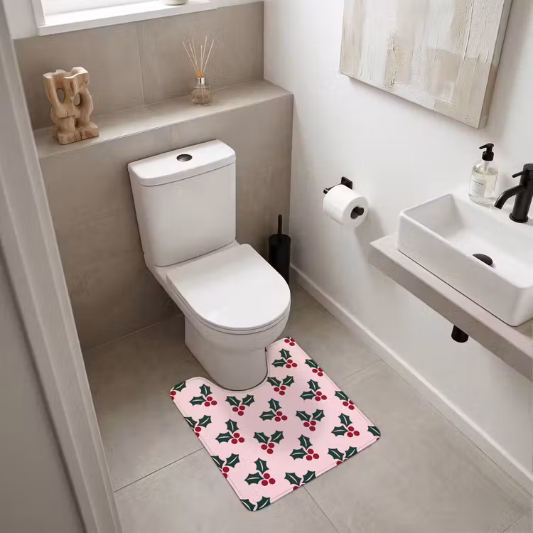 WC Vorleger - Weihnachten – Stechpalme – Grün – Rosa — 6
