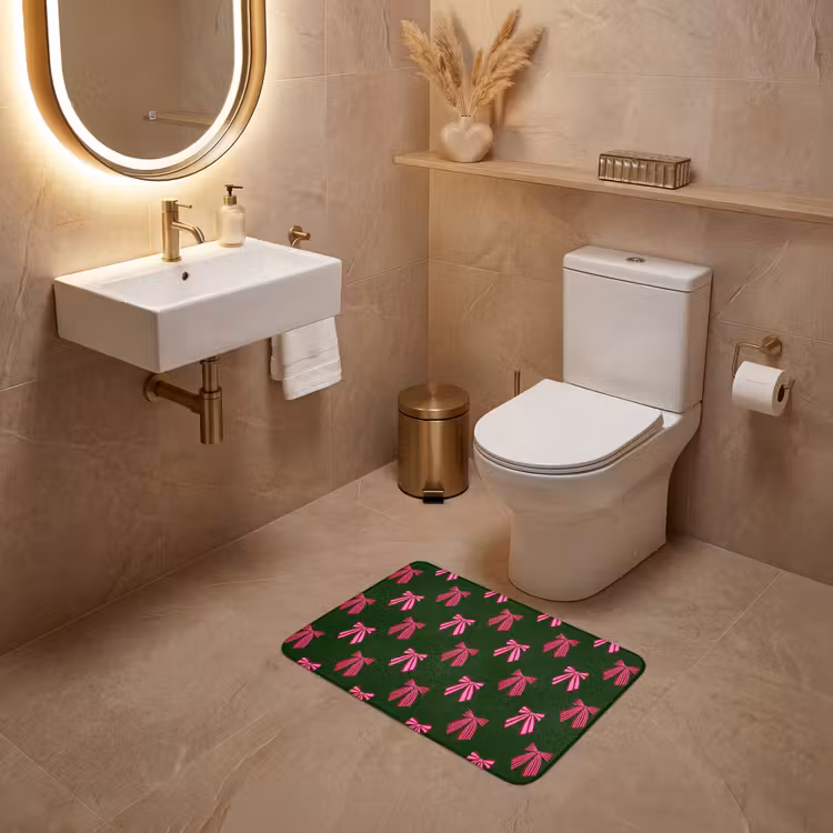 WC Vorleger - Schleifen – Weihnachten – Rosa – Grün — 4