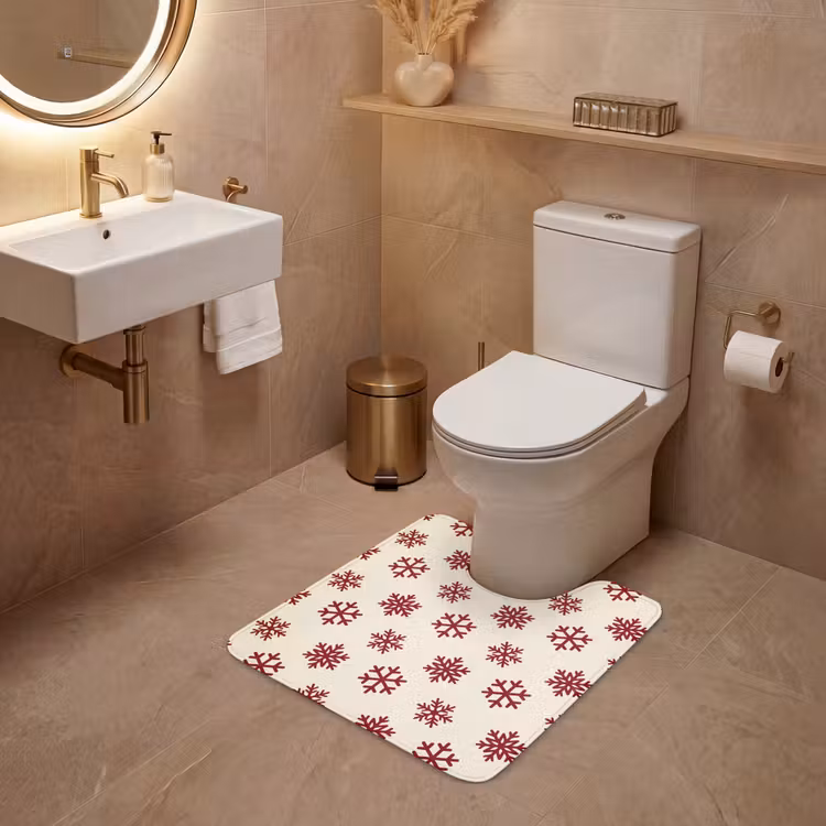 WC Vorleger - Schneeflocke – Creme – Rot — 4
