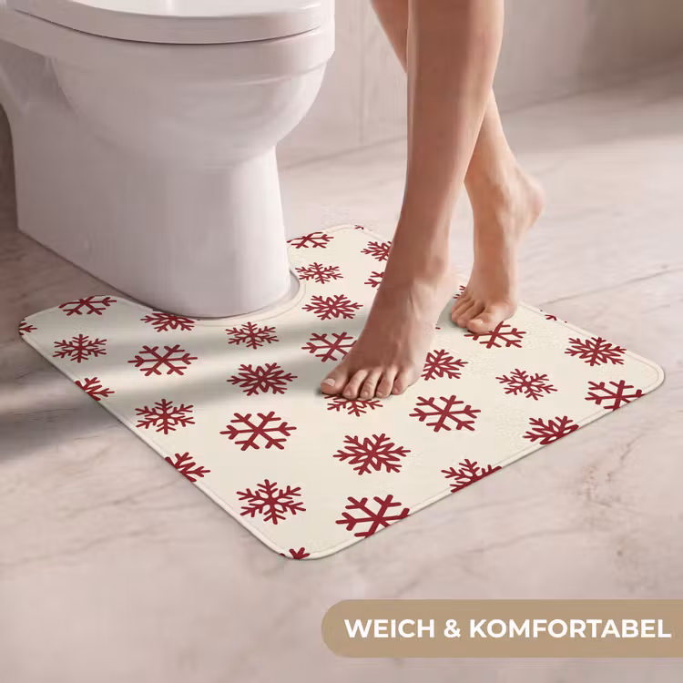 WC Vorleger - Schneeflocke – Creme – Rot — 5