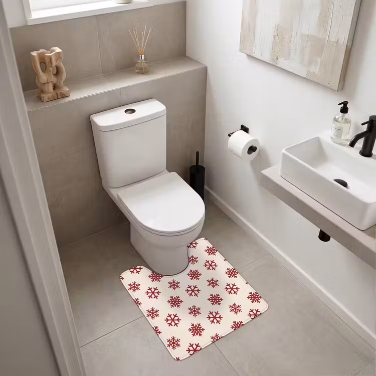 WC Vorleger - Schneeflocke – Creme – Rot — 6