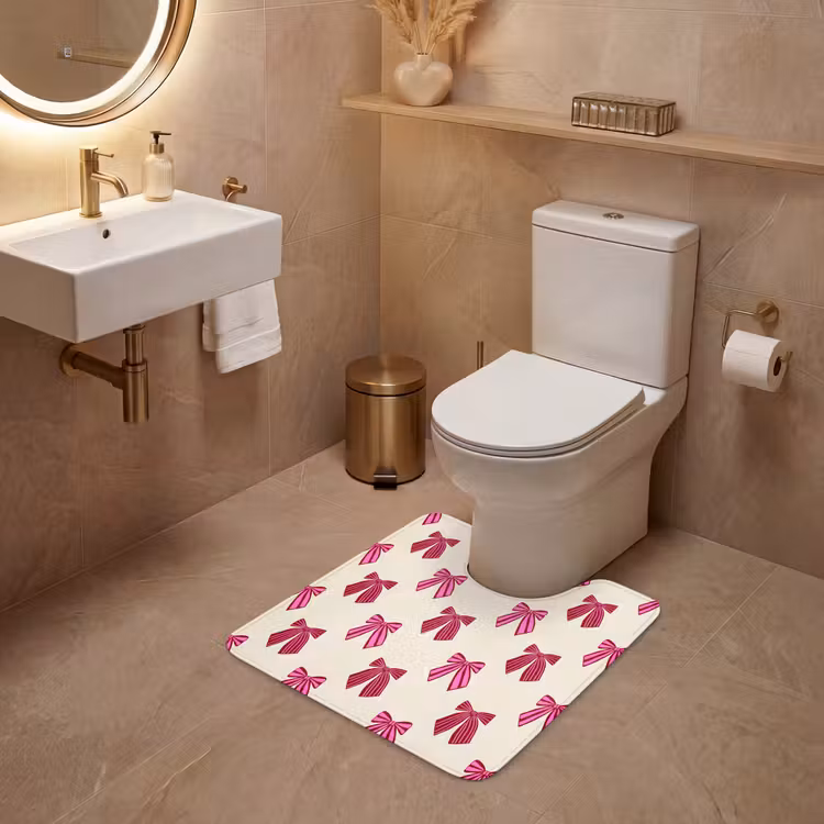 WC Vorleger - Schleifen – Weihnachten – Rosa – Cremefarben — 4