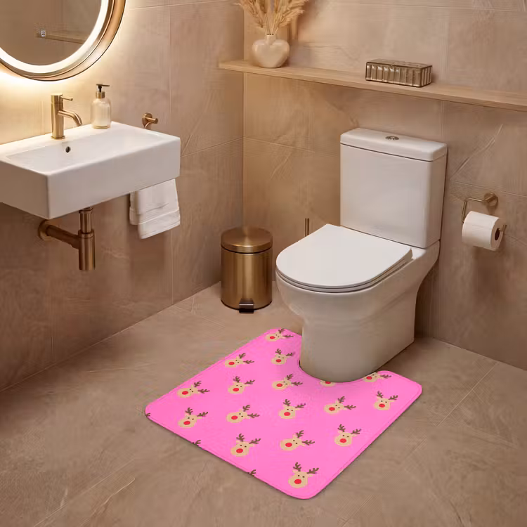 WC Vorleger - Rentiere – Weihnachten – Neon – Rosa — 4