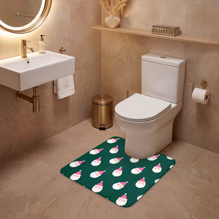 WC Vorleger - Weihnachtsmann – Weihnachten – Grün – Rosa — 4