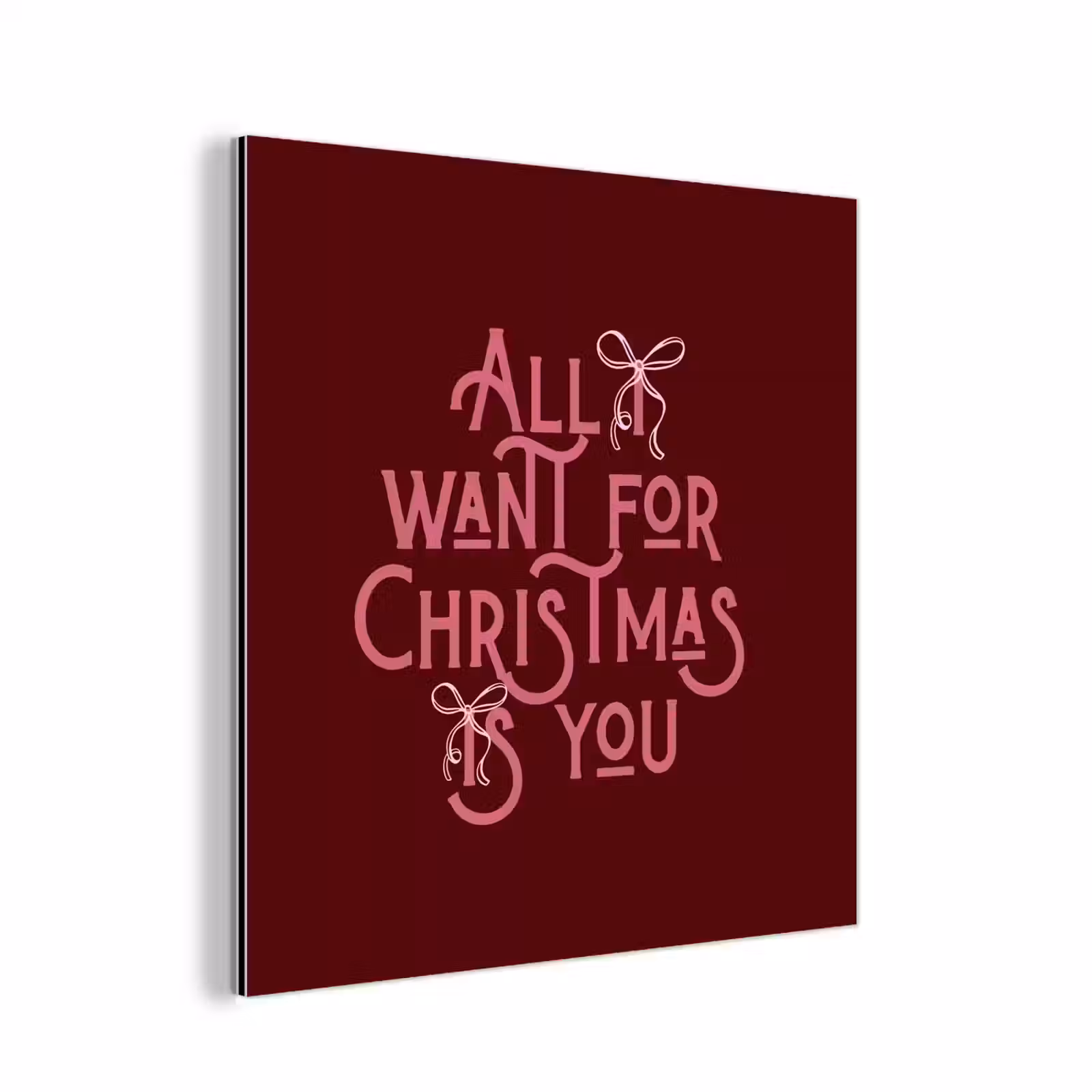 Alu-Dibond-Bild - Text – Weihnachten – Rot – Rosa — 1