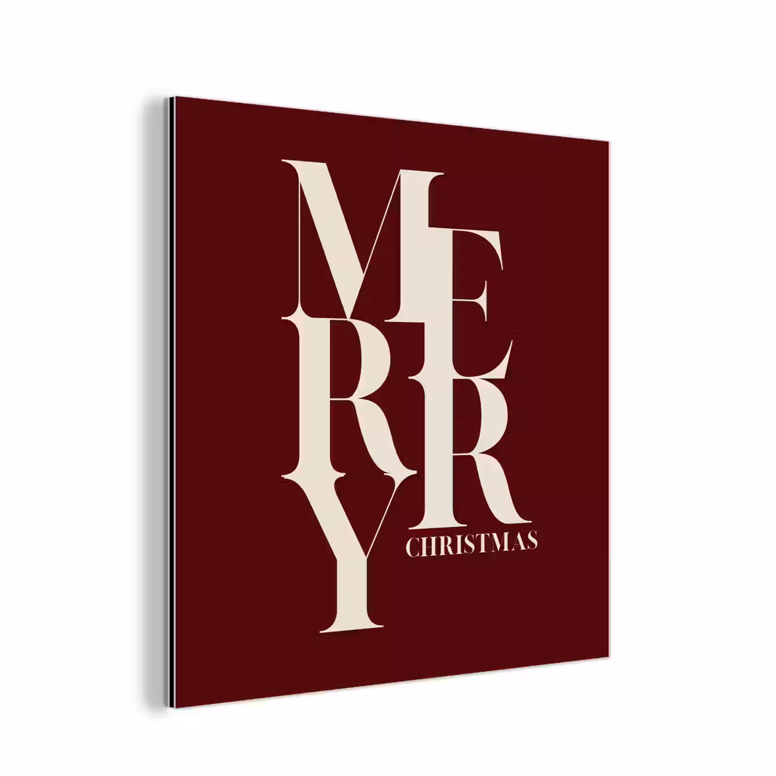 Alu-Dibond-Bild - Merry – Text – Dunkel – Rot — 1