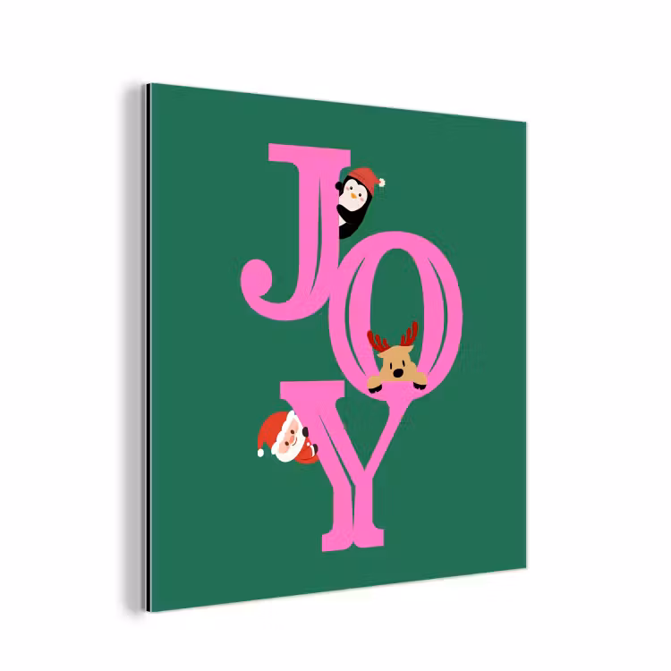 Alu-Dibond-Bild - Freude – Weihnachten – Animation – Rosa – Grün — 1