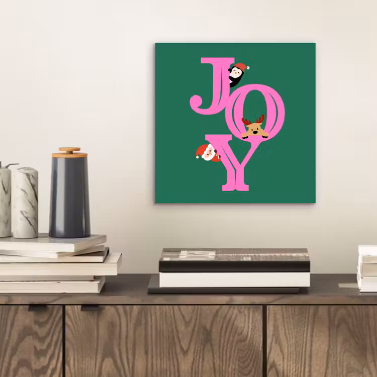 Alu-Dibond-Bild - Freude – Weihnachten – Animation – Rosa – Grün — 2