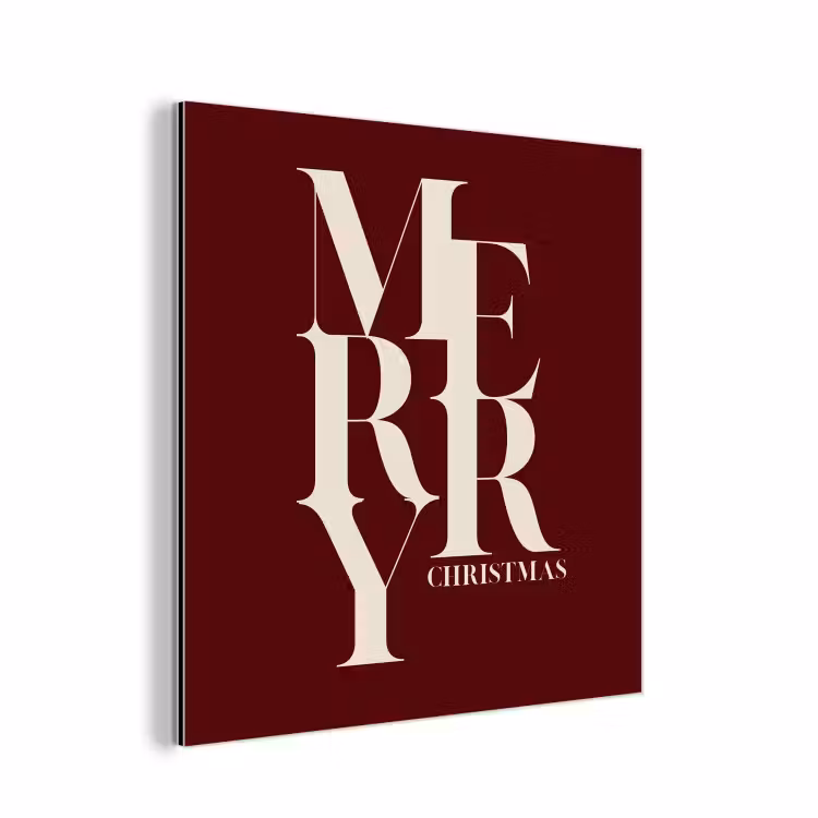 Alu-Dibond-Bild - Merry – Text – Dunkel – Rot — 1