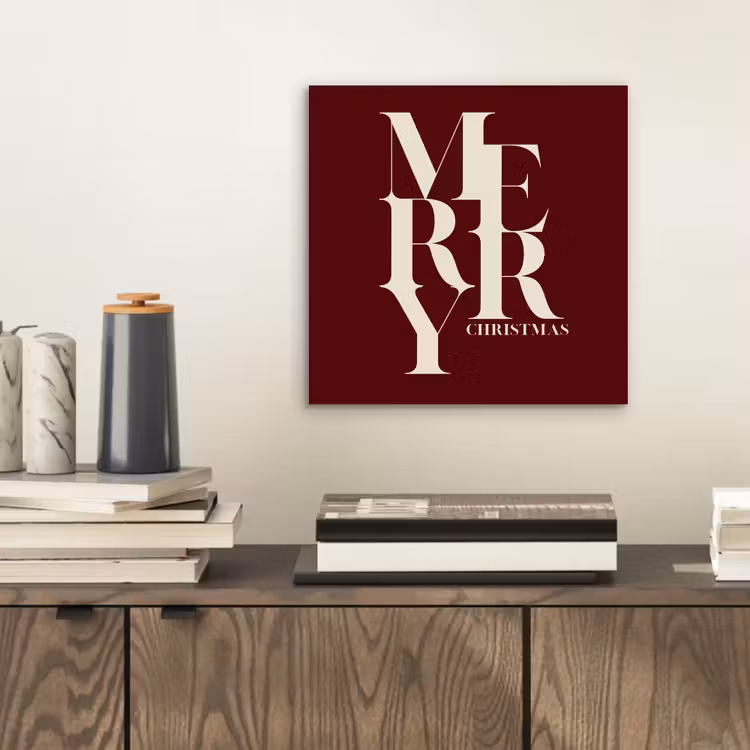 Alu-Dibond-Bild - Merry – Text – Dunkel – Rot — 2