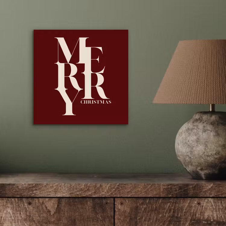 Alu-Dibond-Bild - Merry – Text – Dunkel – Rot — 3
