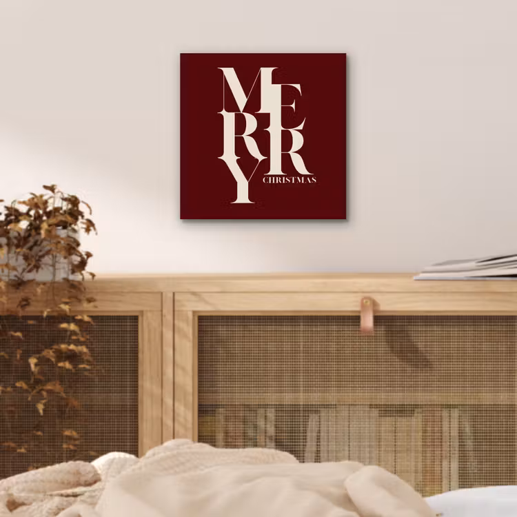 Alu-Dibond-Bild - Merry – Text – Dunkel – Rot — 4