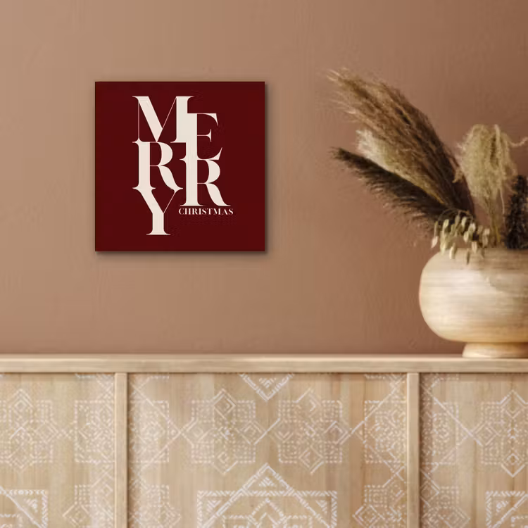 Alu-Dibond-Bild - Merry – Text – Dunkel – Rot — 5