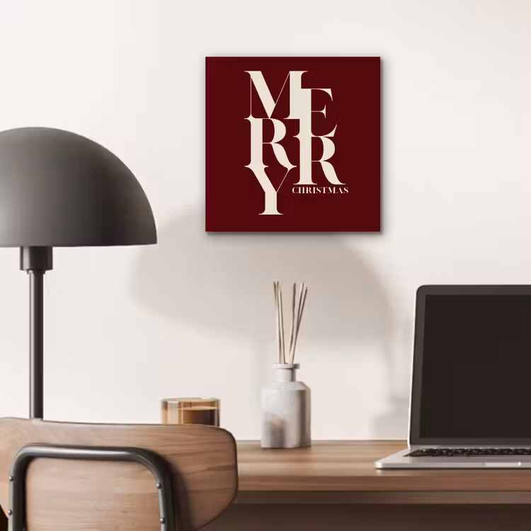 Alu-Dibond-Bild - Merry – Text – Dunkel – Rot — 6
