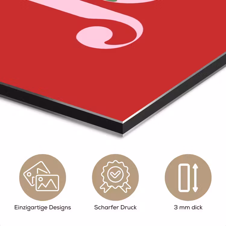 Alu-Dibond-Bild - Weihnachten – Rosa – Rot – Text — 7