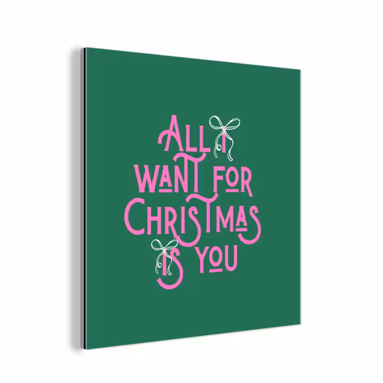 Alu-Dibond-Bild - Weihnachten – Text – Rosa – Grün — 1