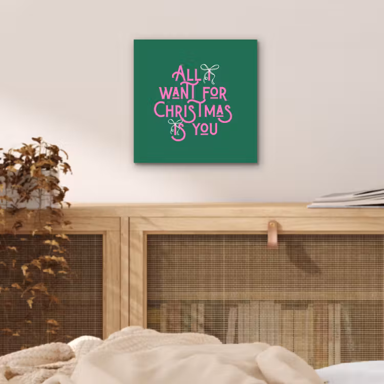 Alu-Dibond-Bild - Weihnachten – Text – Rosa – Grün — 4