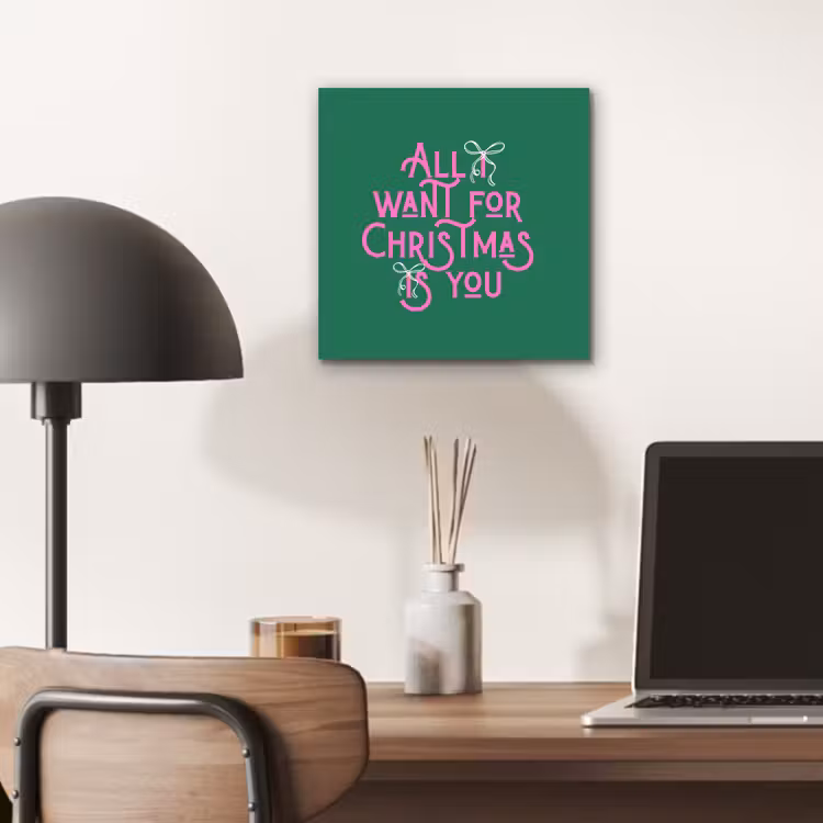 Alu-Dibond-Bild - Weihnachten – Text – Rosa – Grün — 6