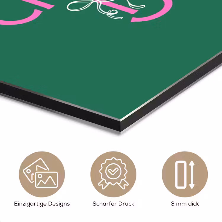 Alu-Dibond-Bild - Weihnachten – Text – Rosa – Grün — 7