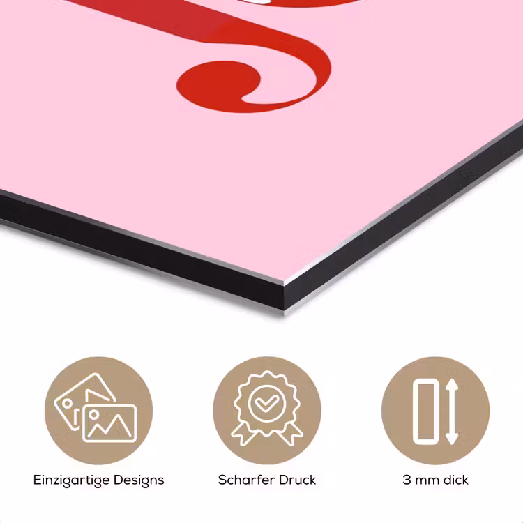 Alu-Dibond-Bild - Weihnachten – Text – Rot – Rosa — 7