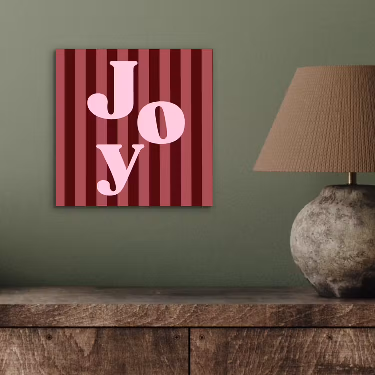 Alu-Dibond-Bild - Joy – Weihnachten – Text – Rosa — 3