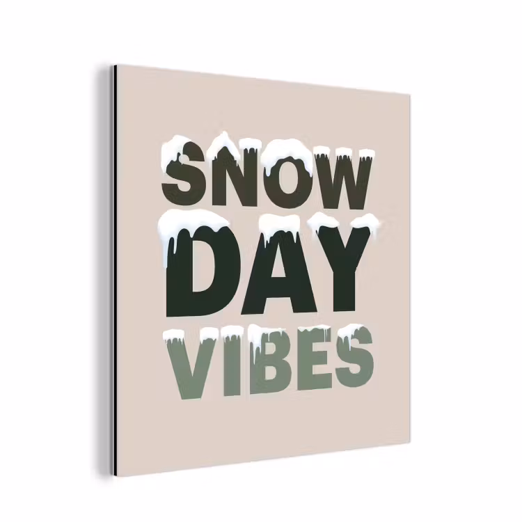 Alu-Dibond-Bild - Schnee – Text – Weihnachten – Beige — 1