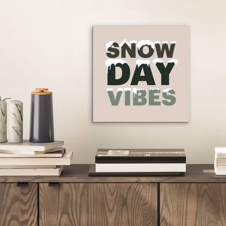 Alu-Dibond-Bild - Schnee – Text – Weihnachten – Beige — 2